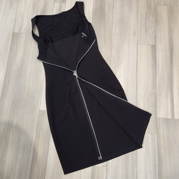 Pencil dress women's S black midi full zip back bodycon sleeveless Made in Italy - Picture 1 of 16